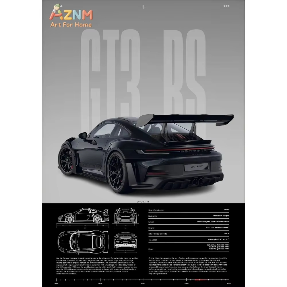 1pc Minimalist 911 GT3-RS 718  - Car Accessories For Inside recension och pris