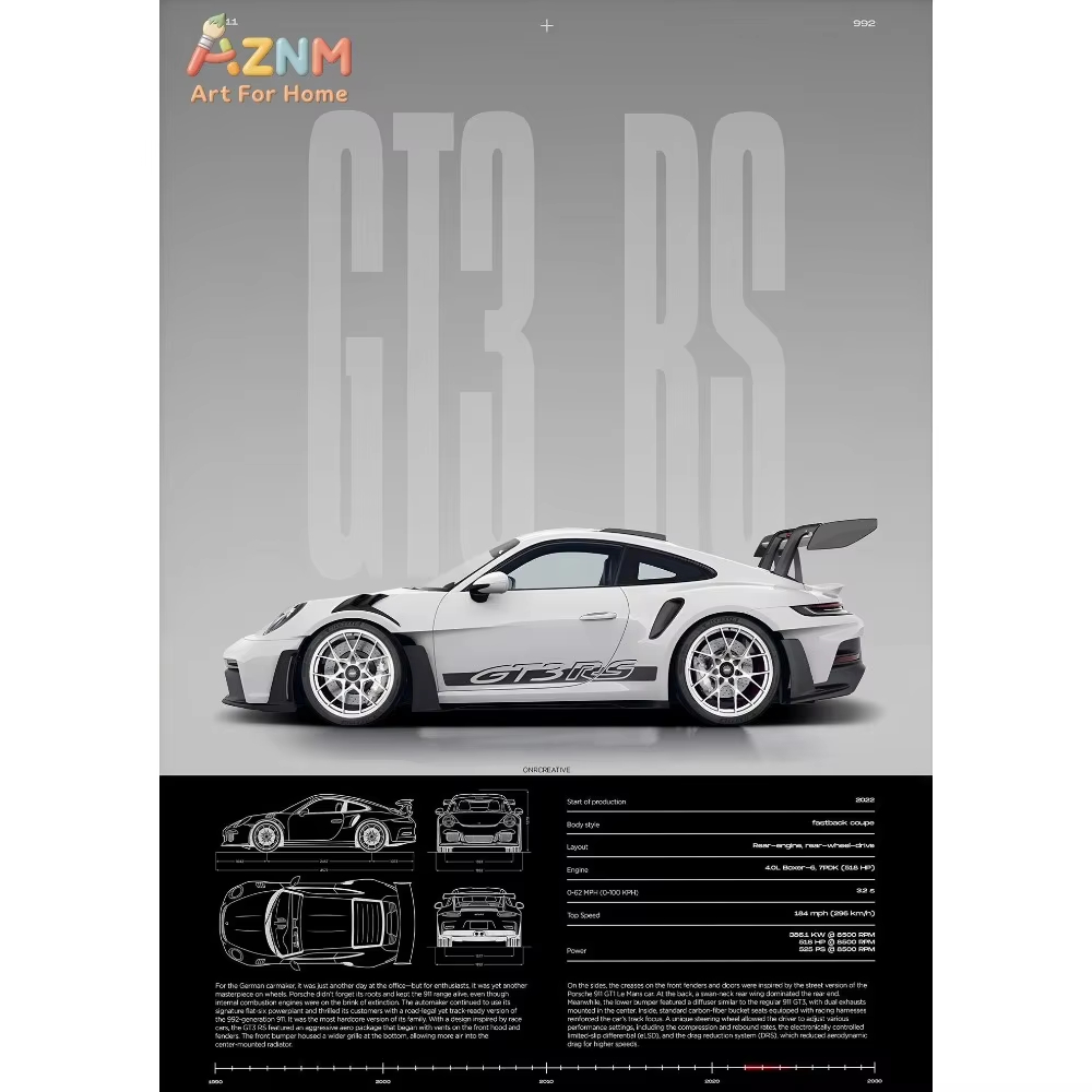 1pc Minimalist 911 GT3-RS 718  - Car Accessories For Inside recension och pris