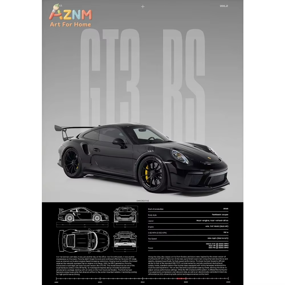 1pc Minimalist 911 GT3-RS 718  - Car Accessories For Inside recension och pris